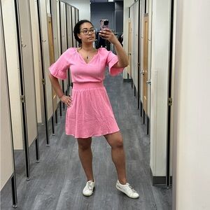 Short Sleeve Gauze Fit & Flare Dress